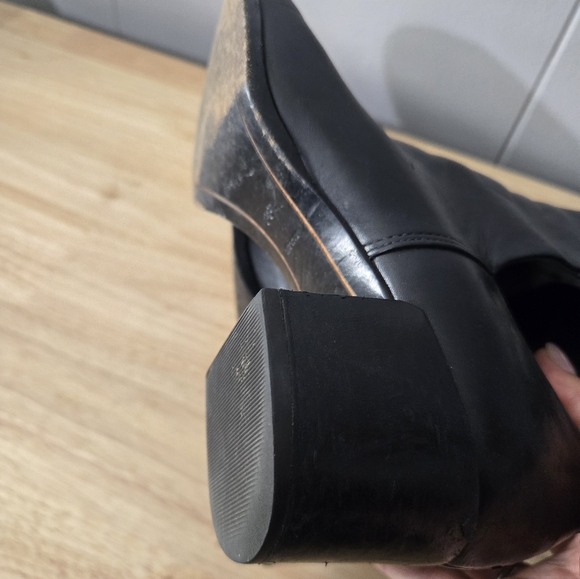 Alexander Wang Anja Black Leather Boots Womens Sz 8.5 Block Heel Buckle Closure. - Picture 13 of 14